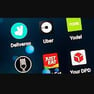 A picture of someone's phone display, with apps and widgets including Uber and Deliveroo.