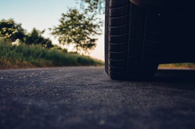 close up of a tyre on a road