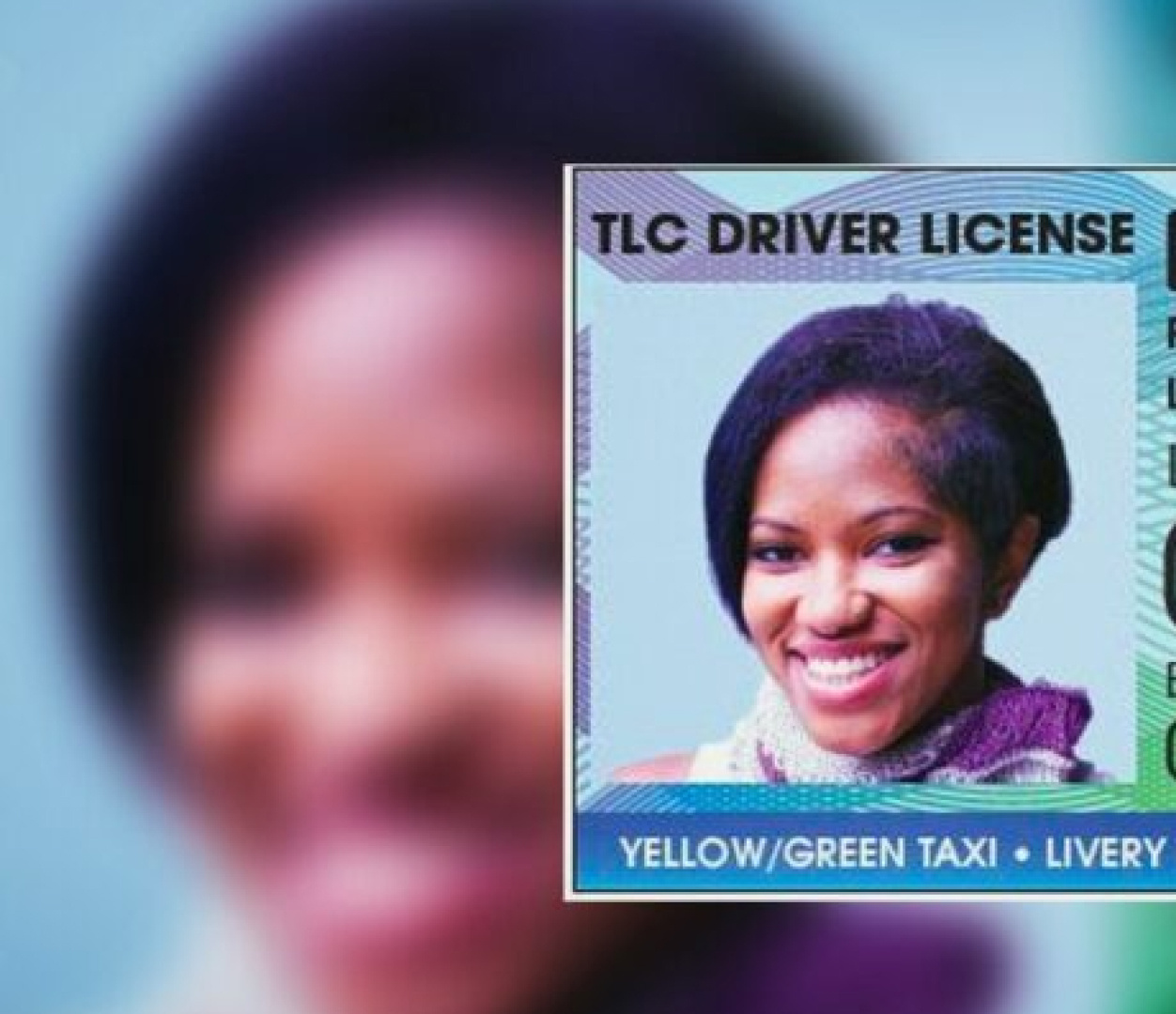 a lady smiling on her tlc license