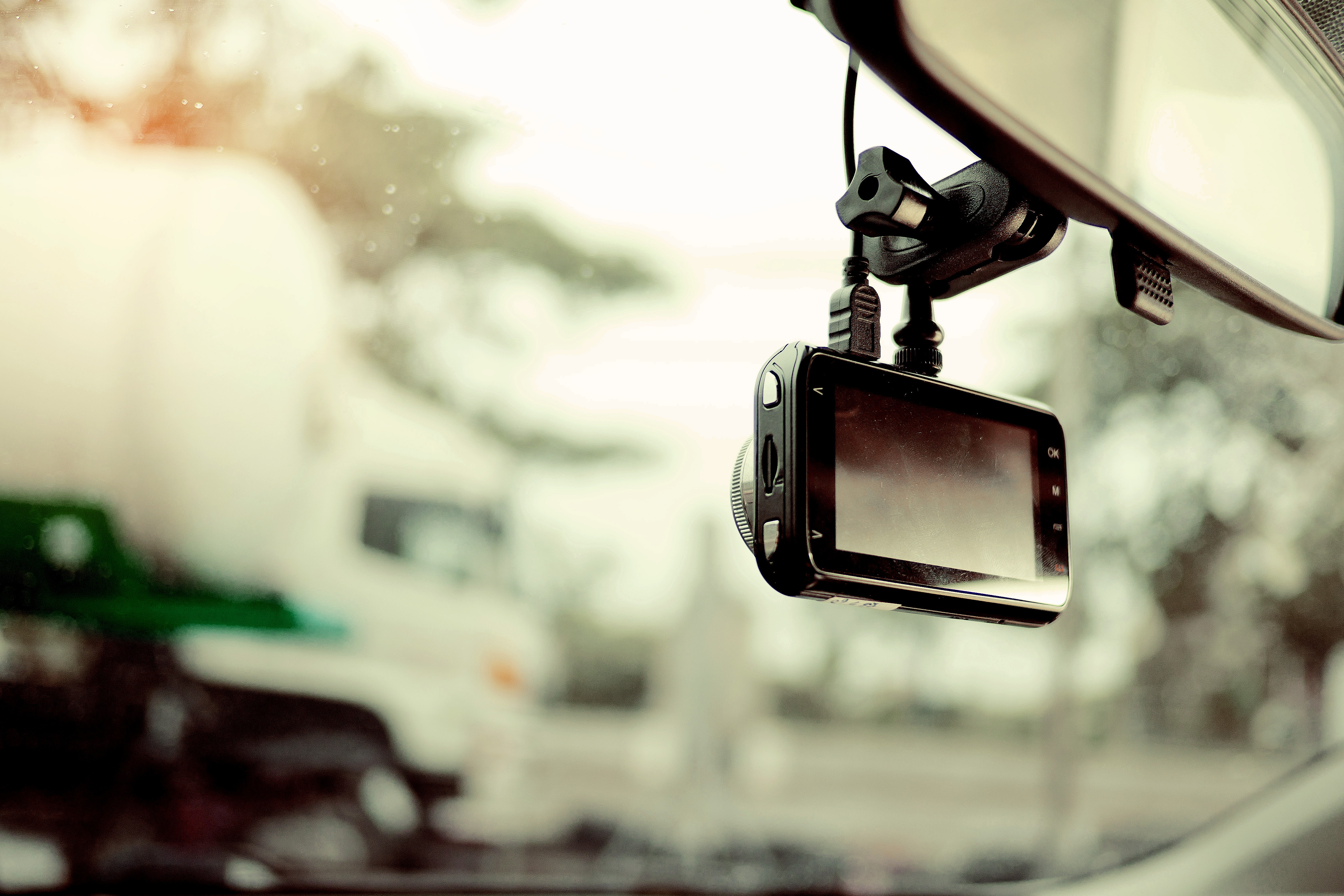 Dashcam on a car windscreen