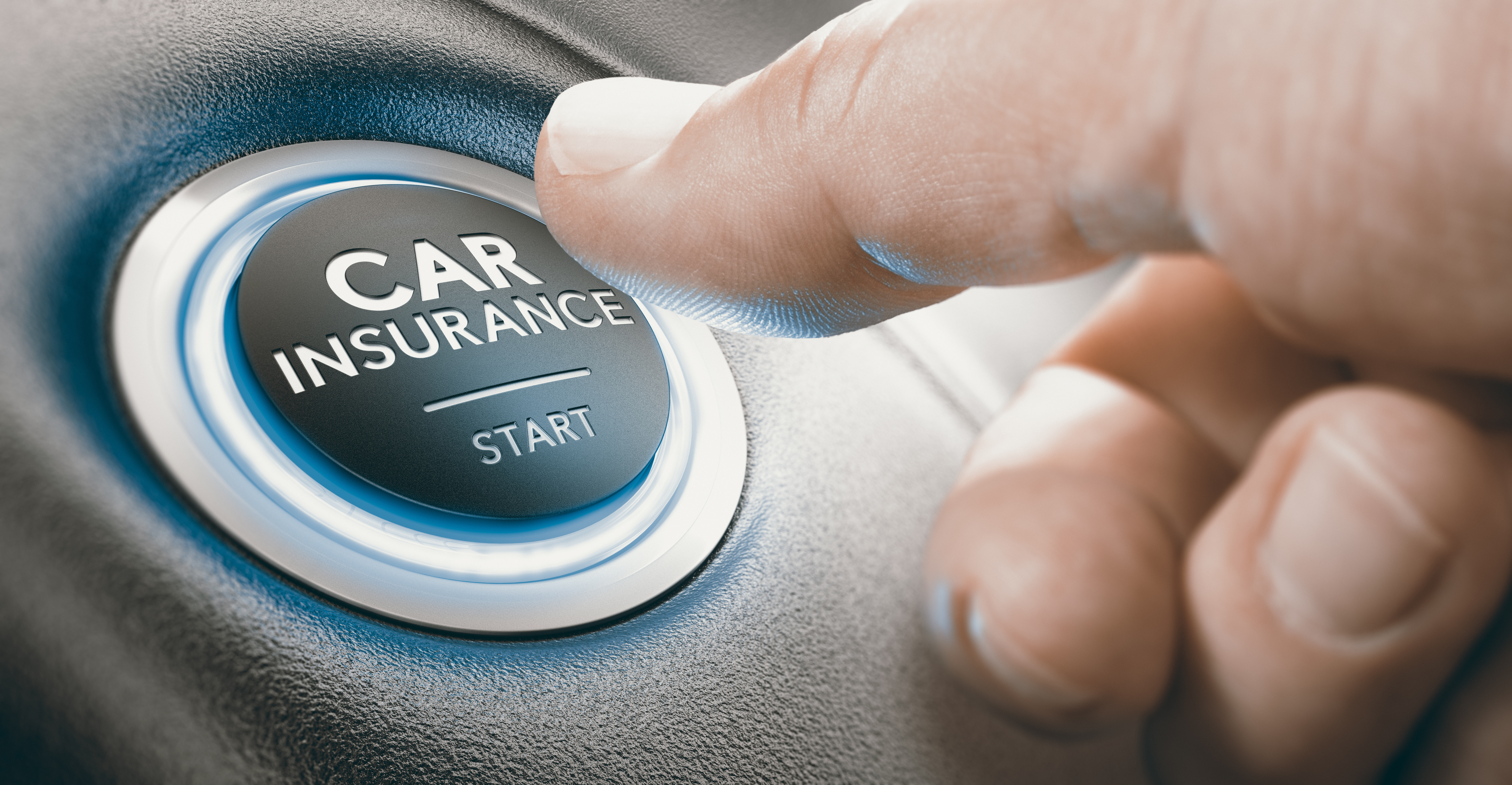 a hand pushing a car insurance start button