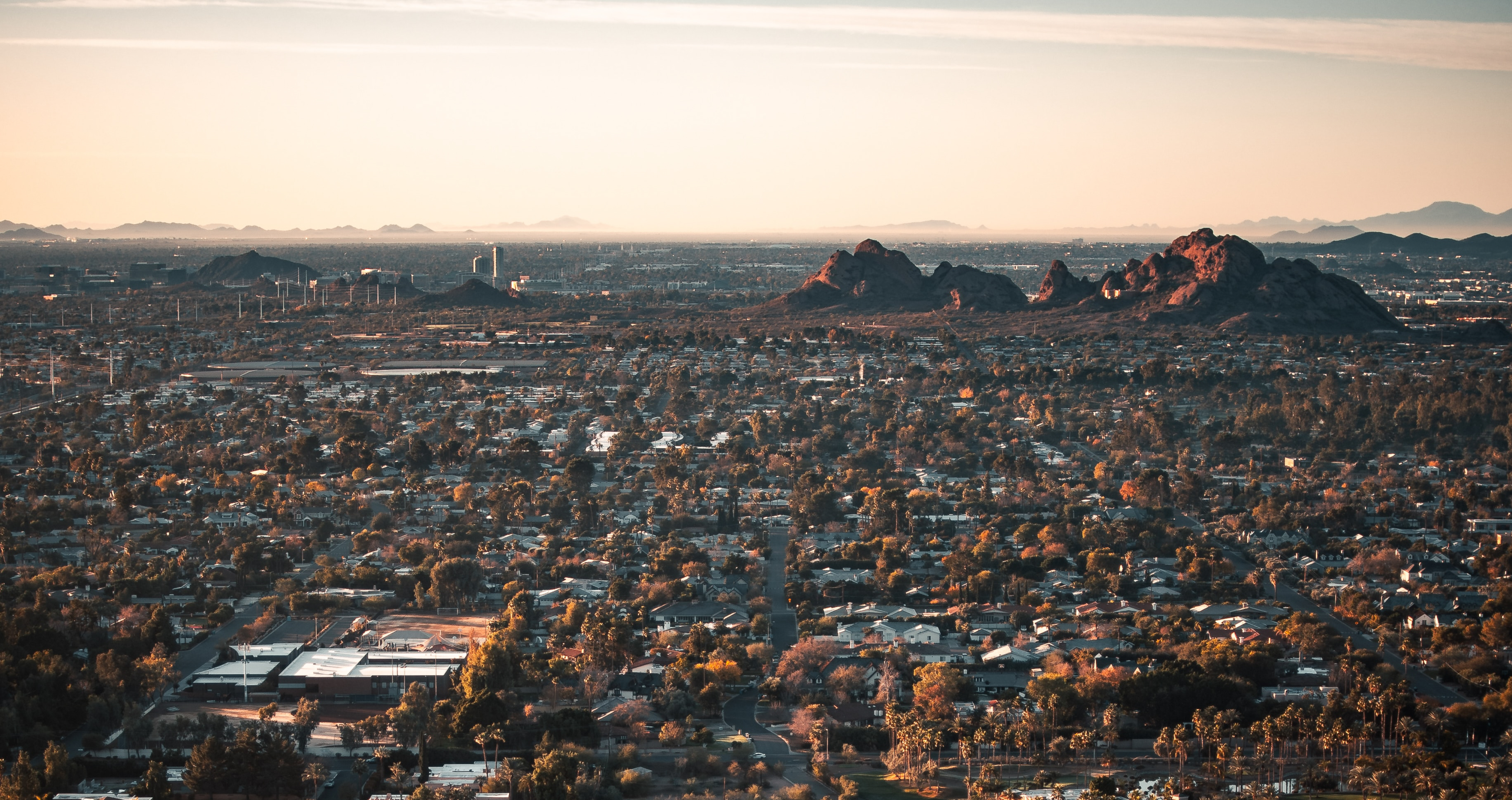 a sunset view of a city in Arizona