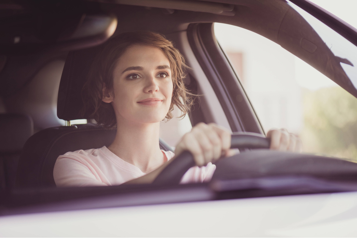 Woman driving car