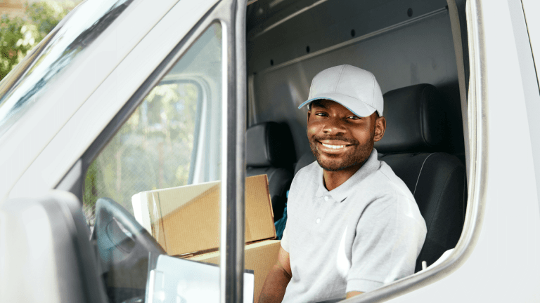delivery driver in van 